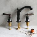 Vòi lavabo 3 lỗ nóng lạnh màu đen Kanly GCB02B 