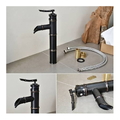 Vòi lavabo nóng lạnh màu đen hình ống tre Kanly GCA02B 