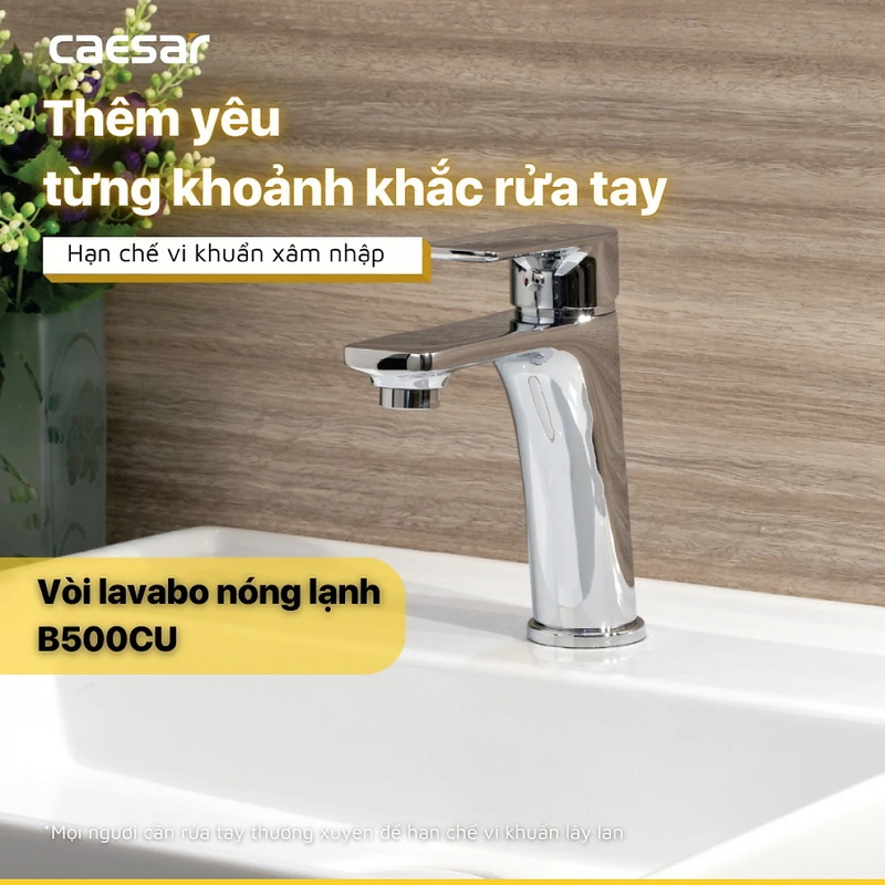 Vòi Lavabo Nóng Lạnh 1 Chân Caesar B500CU