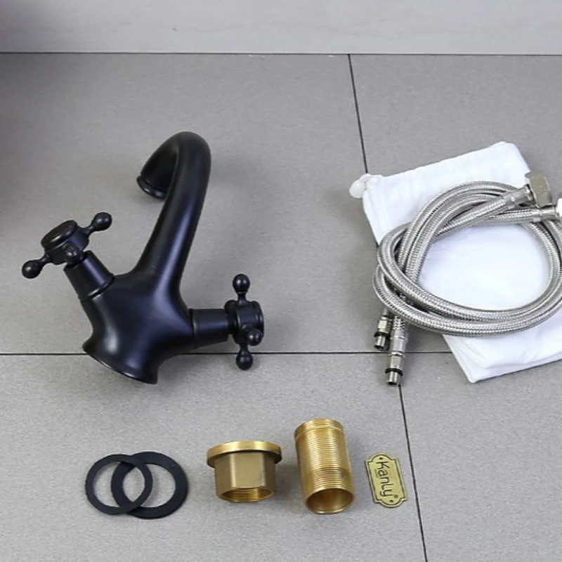 Vòi lavabo nóng lạnh màu đen Kanly GCV05B