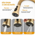 Vòi rửa bát rút dây nóng lạnh bằng đồng Kanly GCC09