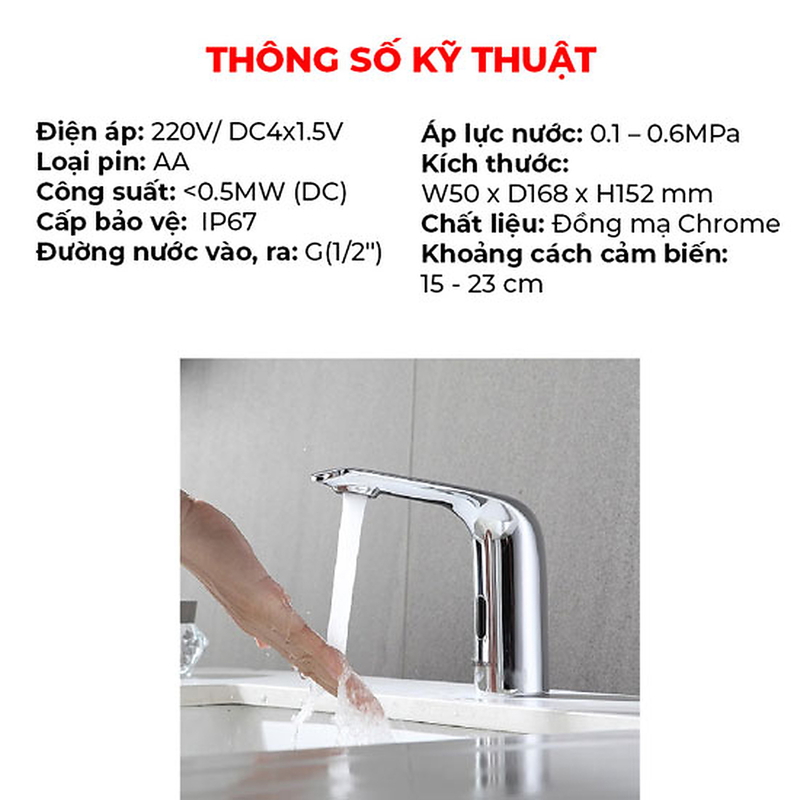Vòi rửa lavabo Ranco RC-1203C cảm ứng lạnh