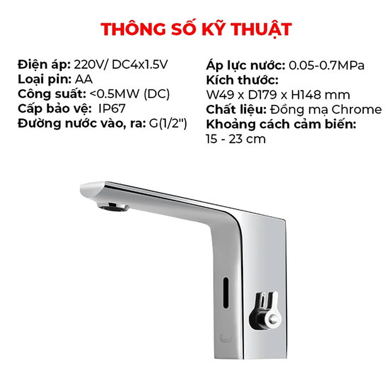 Vòi rửa lavabo Ranco RC-1206 cảm ứng nóng lạnh