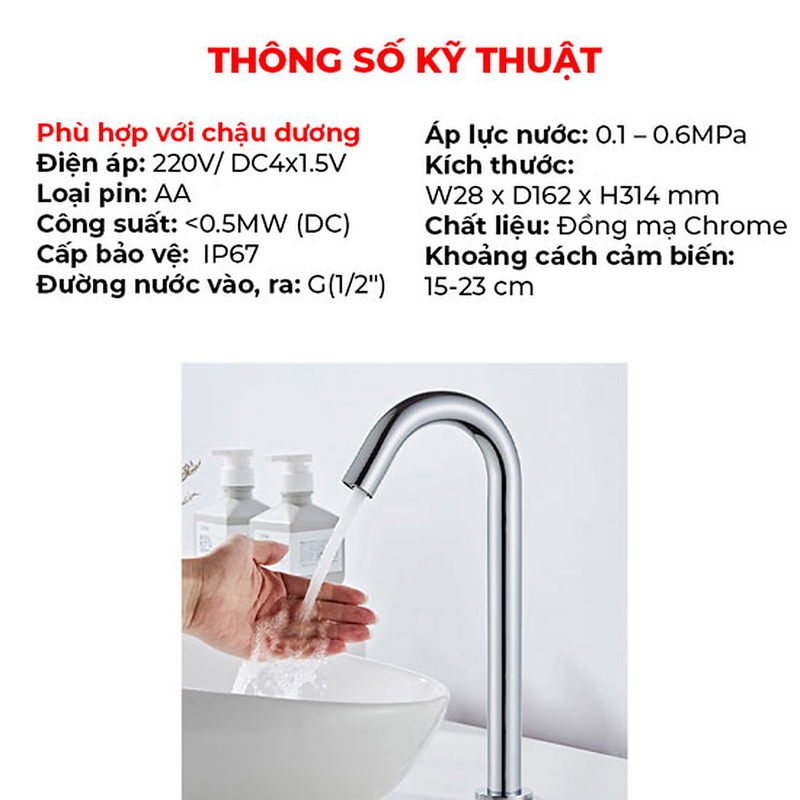 Vòi rửa lavabo Ranco RC-150C cảm ứng lạnh