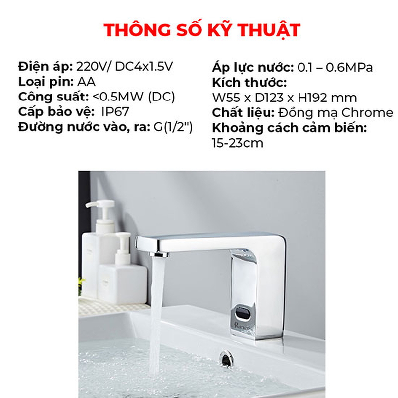 Vòi rửa lavabo Ranco RC-156C cảm ứng nước lạnh