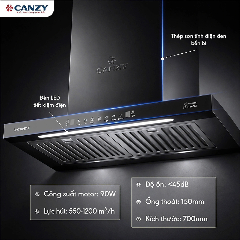 Máy hút mùi chữ T Canzy CZ H345CT