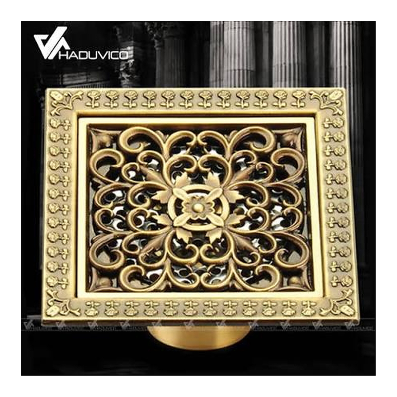 Phễu Thoát Sàn Hoa Văn Bằng Đồng Haduvico HD004