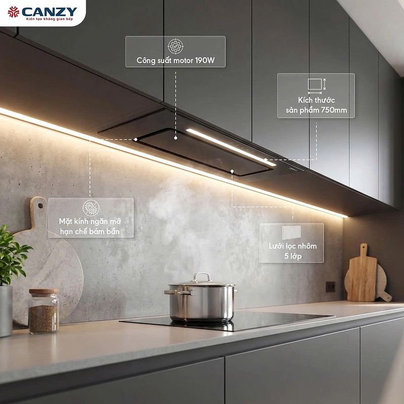 Máy hút mùi âm tủ Canzy CZ H175AT