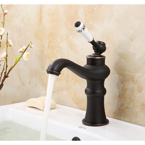 Vòi chậu nóng lạnh đồng thau màu đen Haduvico VR056