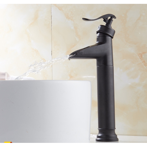 Vòi chậu nóng lạnh đồng thau màu đen Haduvico VR058