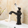 Vòi chậu nóng lạnh đồng thau màu đen Haduvico VR056