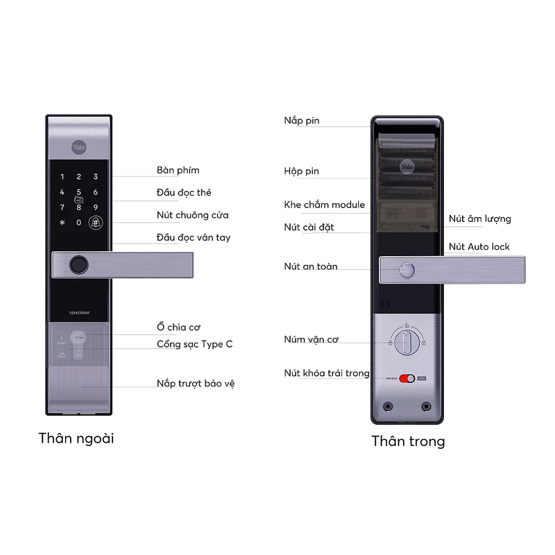 Khóa Điện Tử Yale YDM3109AF MB