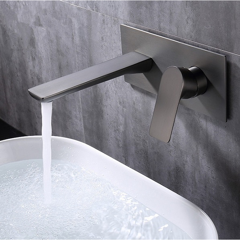Vòi Chậu Lavabo Âm Tường Màu Ghi Miken MKV-600024GR