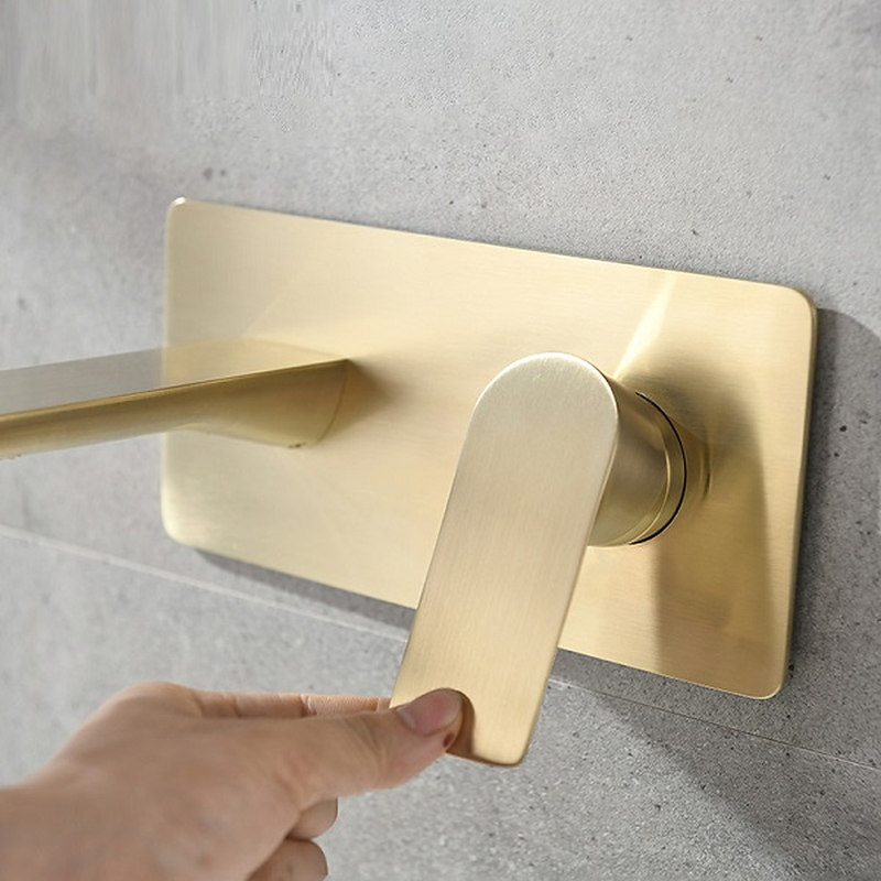 Vòi Chậu Lavabo Âm Tường Màu Vàng Mờ Miken MKV-600024GM