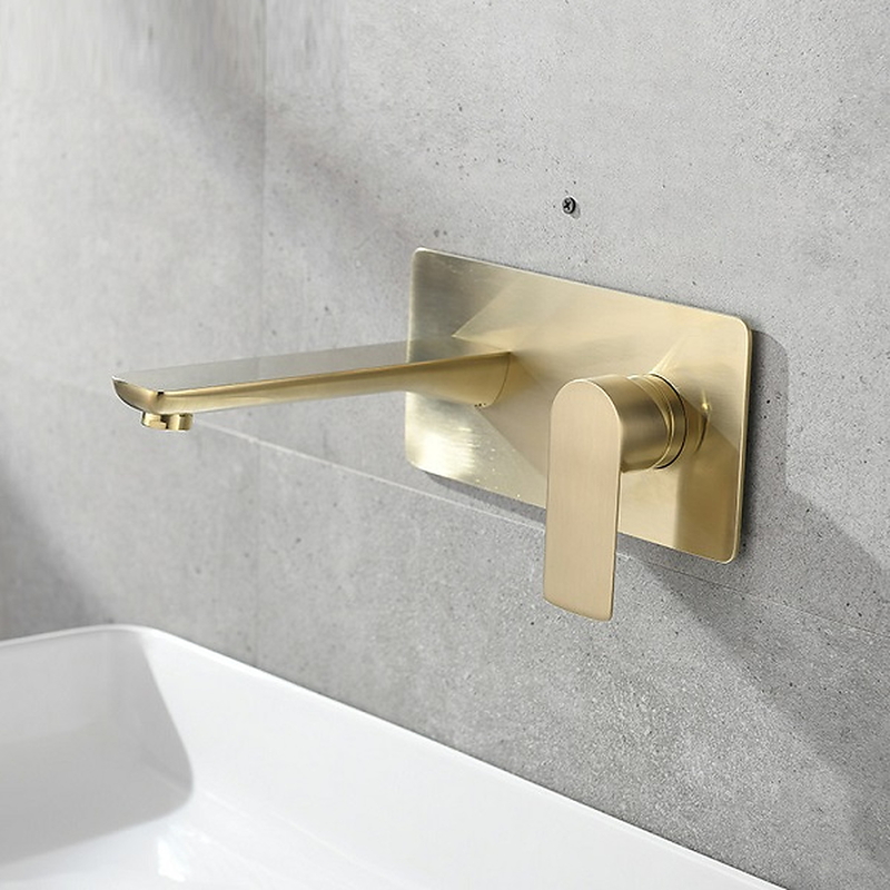 Vòi Chậu Lavabo Âm Tường Màu Vàng Mờ Miken MKV-600024GM