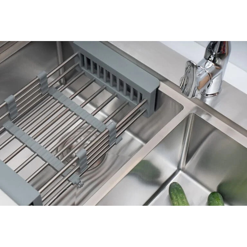 Chậu đúc 2 hố 1 bàn phải 1.2m SUS304 Tadico LUX.C.120.50.3.GBB1