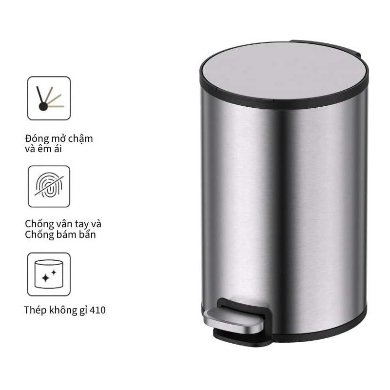 Thùng rác inox 12L Ecobath EC6801-12MT