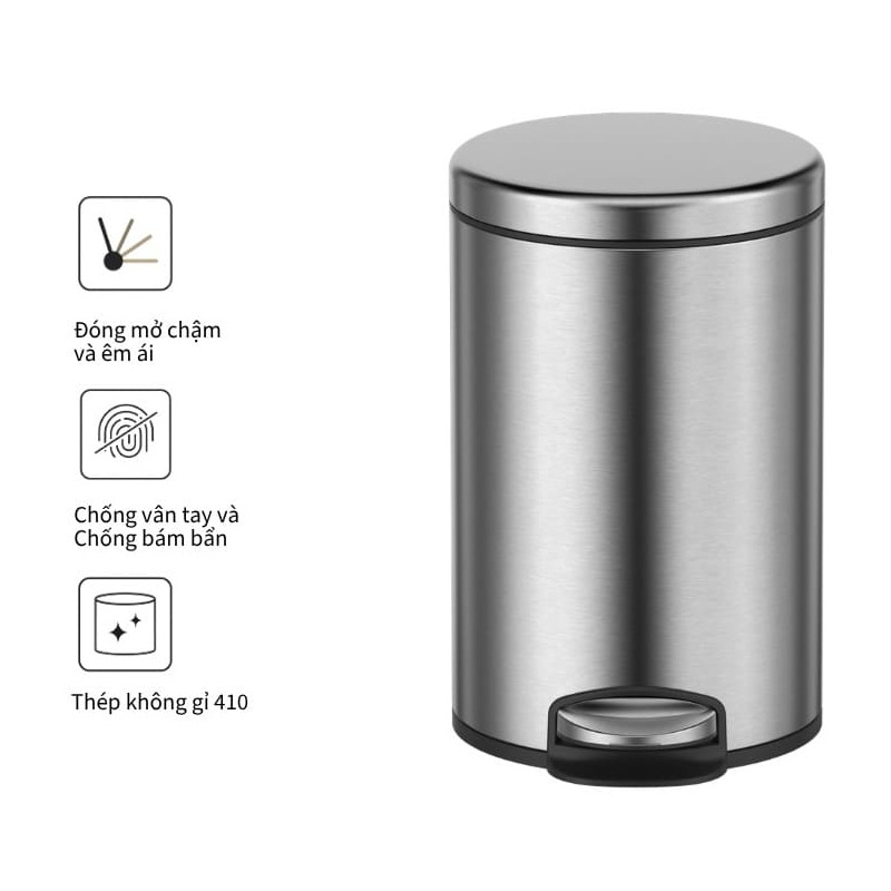 Thùng rác inox 12L Ecobath EC6803-12MT 