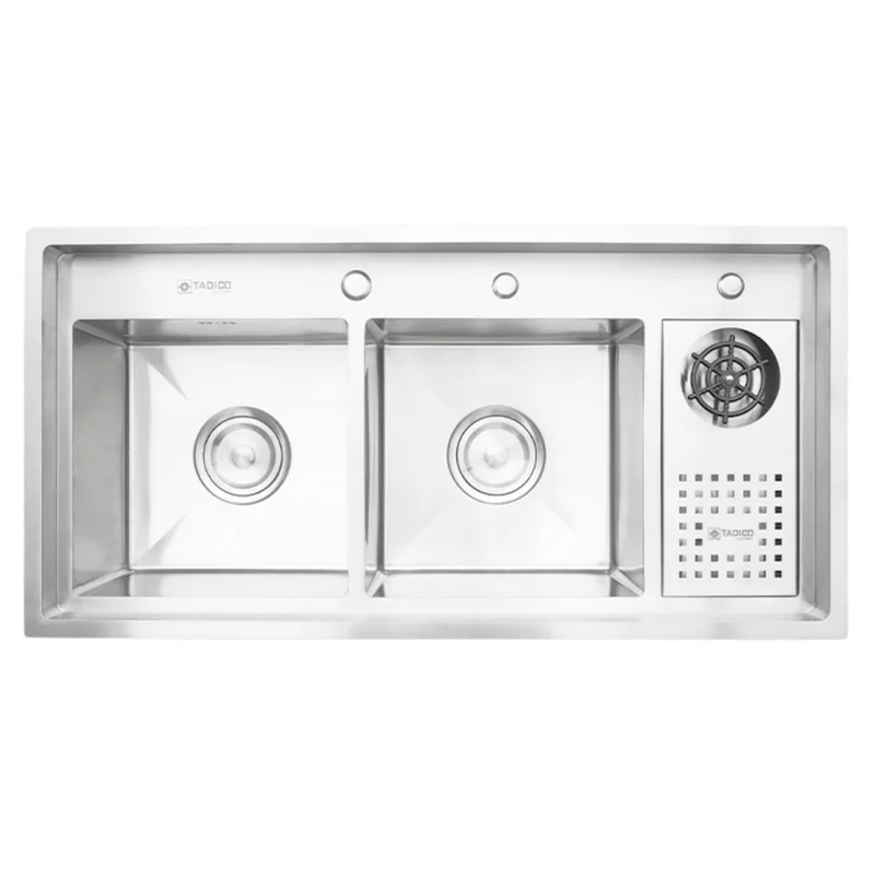 Chậu đúc 2 hố 1 bàn phải SUS304 Tadico LUX.C.100.50.4.GB1