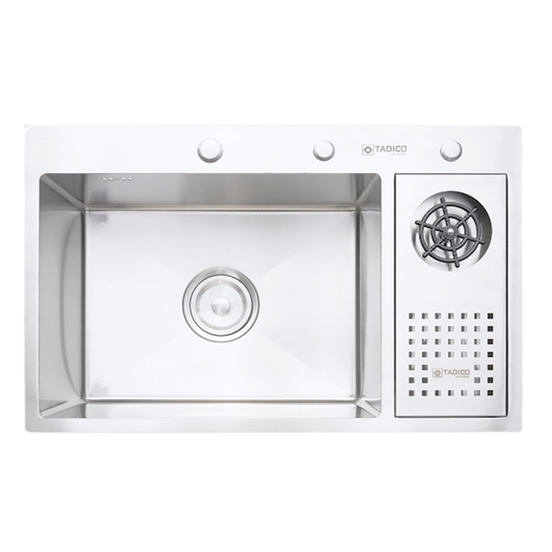 Chậu rửa bát đúc 1 hố 1 bàn SUS304 Tadico LUX.D.76.48.4.140