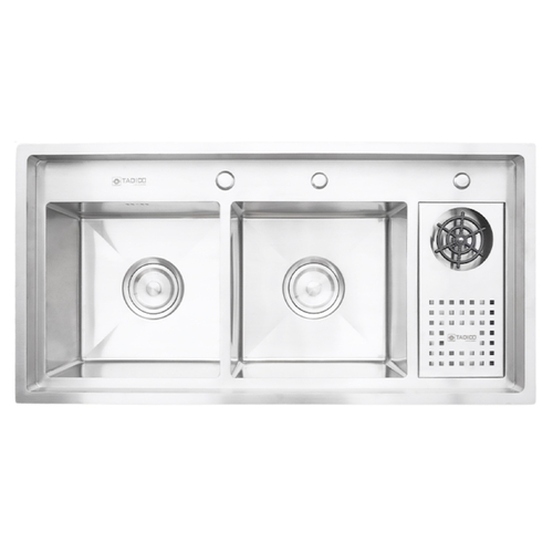 Chậu đúc 2 hố 1 bàn phải SUS304 Tadico LUX.C.100.50.4.GB1