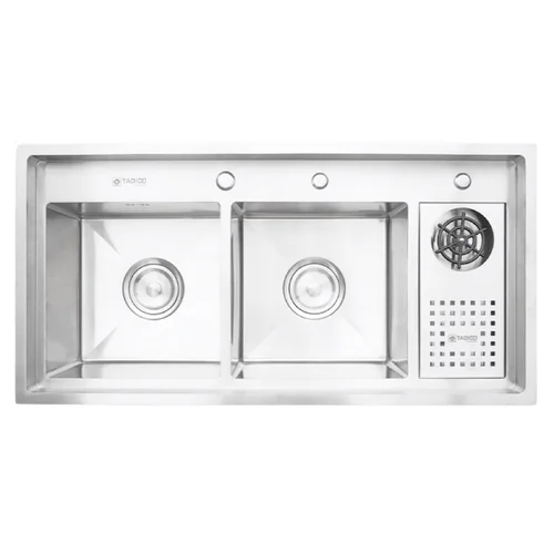 Chậu đúc 2 hố 1 bàn phải SUS304 Tadico LUX.C.100.50.4.GB1