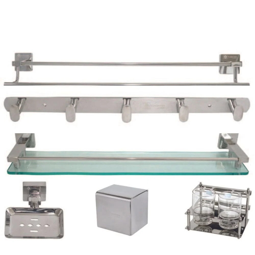 Bộ phụ kiện phòng tắm 6 món chân vuông Tadico Lux-606 SUS304