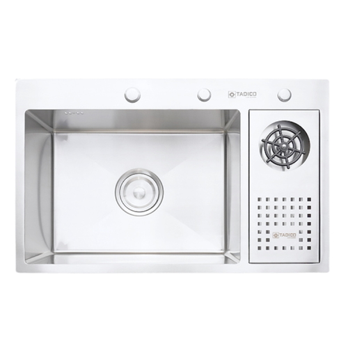 Chậu rửa bát đúc 1 hố 1 bàn SUS304 Tadico LUX.D.76.48.4.140