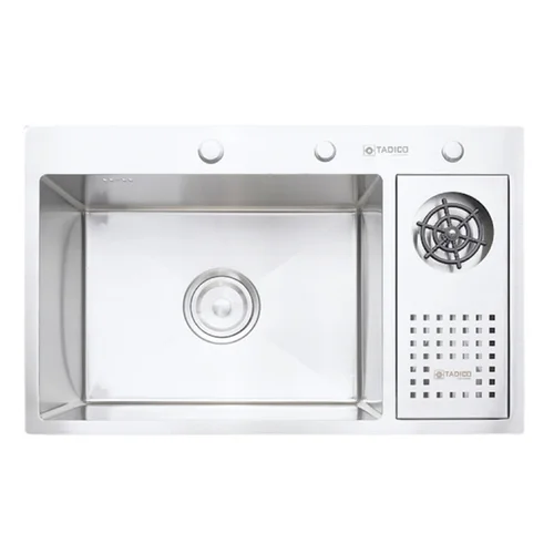 Chậu rửa bát đúc 1 hố 1 bàn SUS304 Tadico LUX.D.76.48.4.140