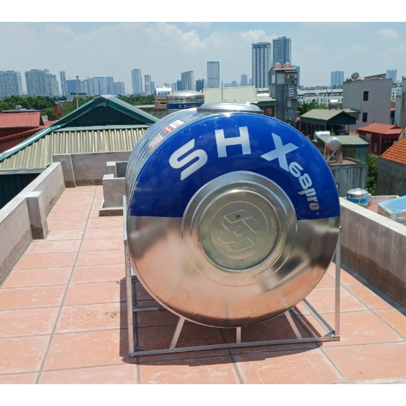 Bồn nước inox Sơn Hà Xanh 500L ngang SHX68ProN500F720