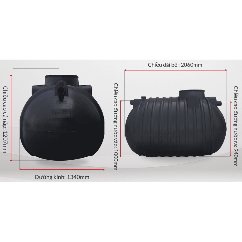 Bồn Tự Hoại Thông Minh Septic Sơn Hà 2200L Nằm SHN2200SE