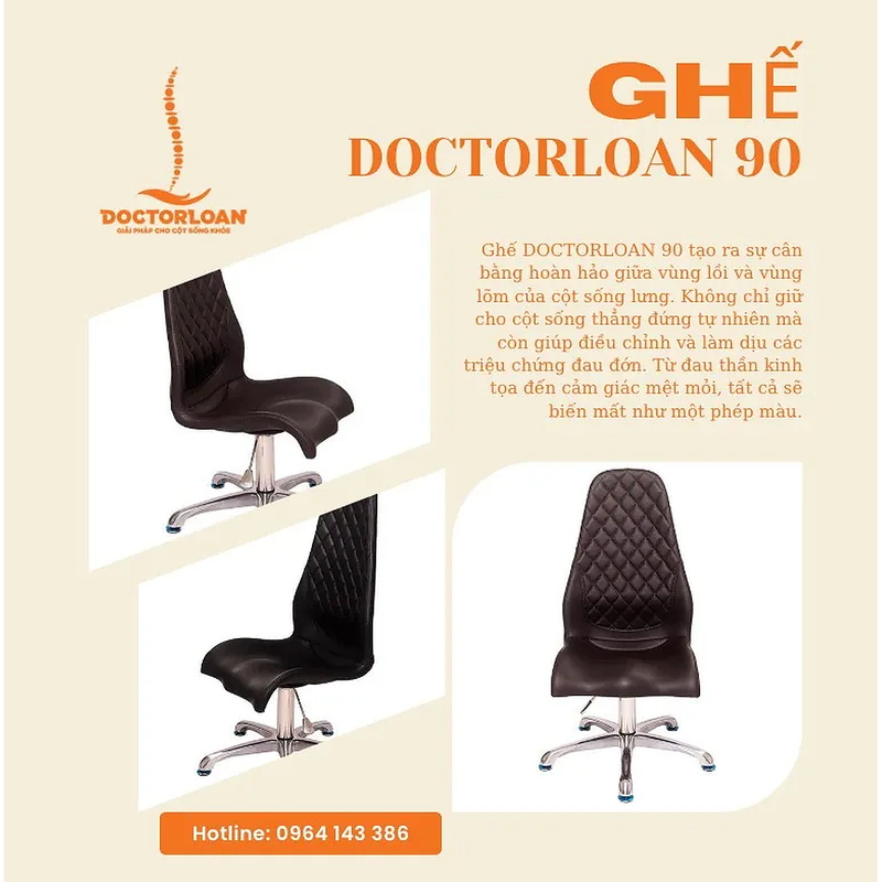 Ghế trường phòng hỗ trợ điều trị cột sống DOCTORLOAN 90TB mỏng màu đen