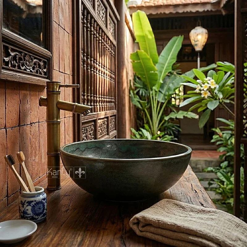 Chậu lavabo gốm mỹ thuật Kanly GV007