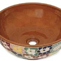Chậu lavabo gốm mỹ thuật họa tiết bách hoa men rạn nâu Kanly GV203