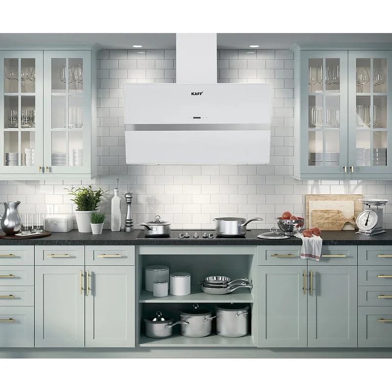 Máy hút mùi kính vát màu trắng KAFF KF-LUX-AT90FH-WH