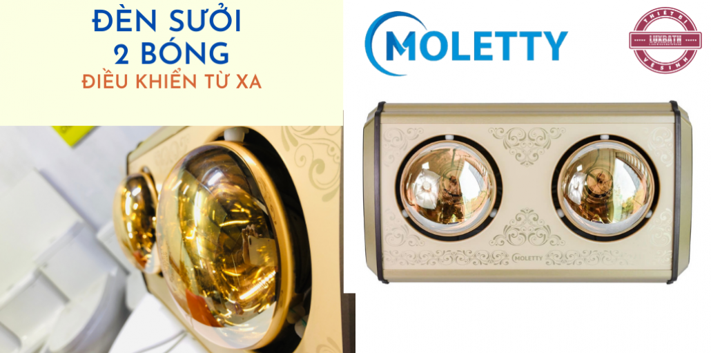 Đèn sưởi 2 bóng điều khiển từ xa Moletty M-2HR