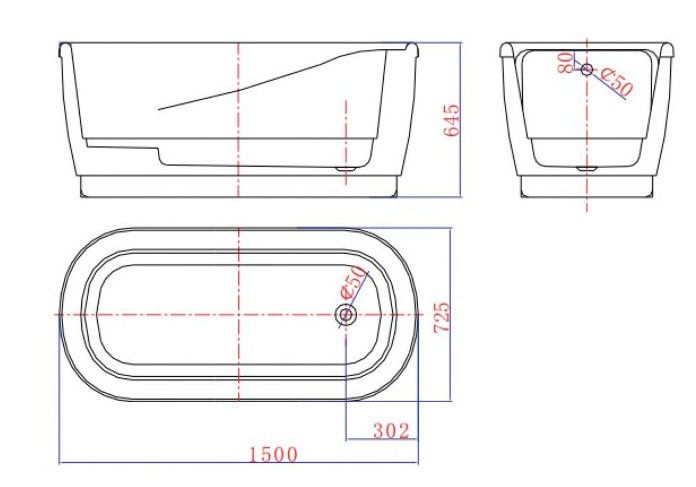 Bảng vẽ kỹ thuật Bồn tắm Nofer NG-1829 PLUS