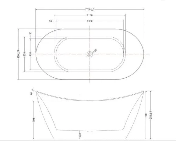Bảng vẽ kỹ thuật Bồn tắm Nofer NG-1870