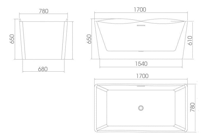 Bảng vẽ kỹ thuật Bồn tắm Nofer NG-1873