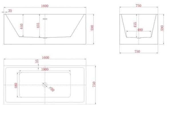 Bảng vẽ kỹ thuật Bồn tắm Nofer NG-1875