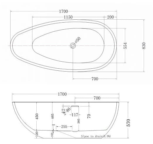Bảng vẽ kỹ thuật Bồn tắm Nofer NG-1893
