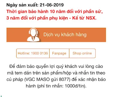 Bảo hành điện tử Viglacera V93
