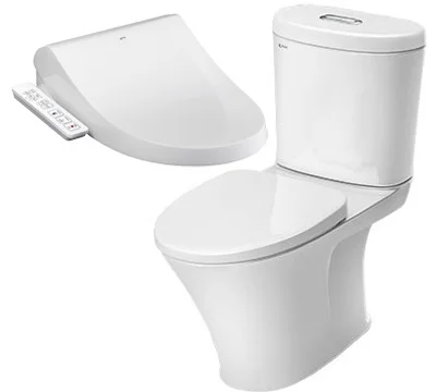 bồn cầu 2 khối nắp điện tử