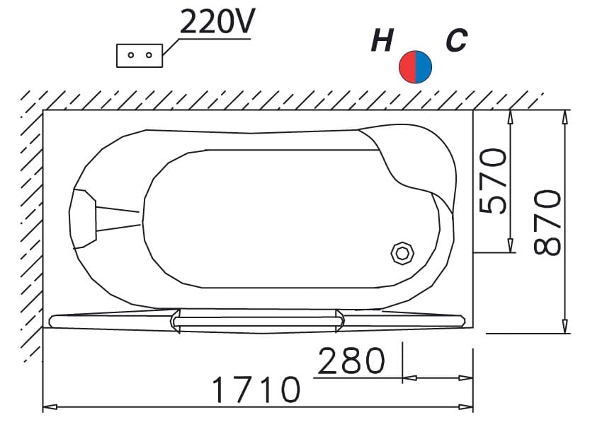 Bản vẽ bồn tắm Caesar MT3370LS