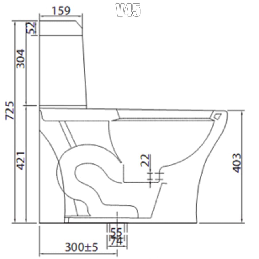 Bản vẽ bồn Cầu 1 Khối Viglacera V45