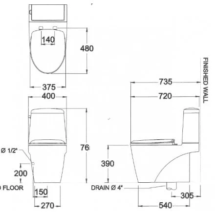 Bàn Cầu 2 Khối COTTO C13527 Riviera