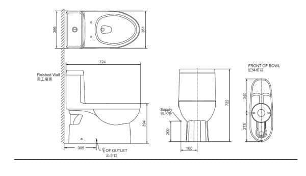 Bản vẽ kỹ thuật Bồn cầu 1 khối Kohler K-3983T-S2-0