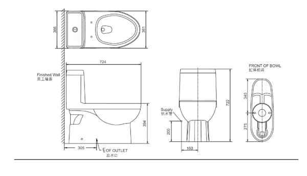 Bản vẽ kỹ thuật Bồn cầu 1 khối Kohler K-3983T-S2-0