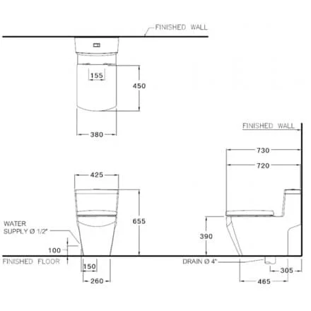 Bàn Cầu 1 Khối COTTO C10717 Grand Tetragon