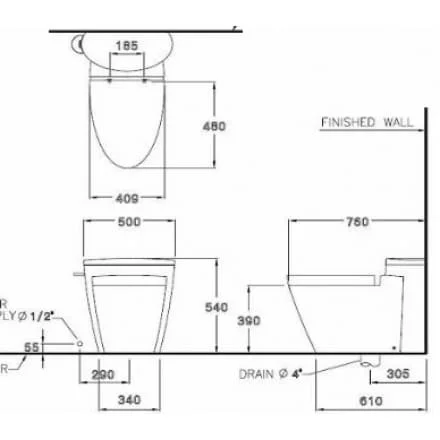 Bàn Cầu 1 Khối COTTO C10047 Paragon 